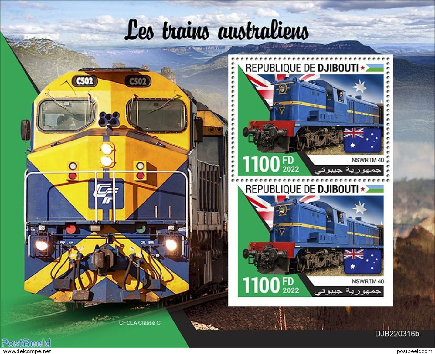 Djibouti 2022 Australien Trains, Mint NH, Transport - Railways - Trenes
