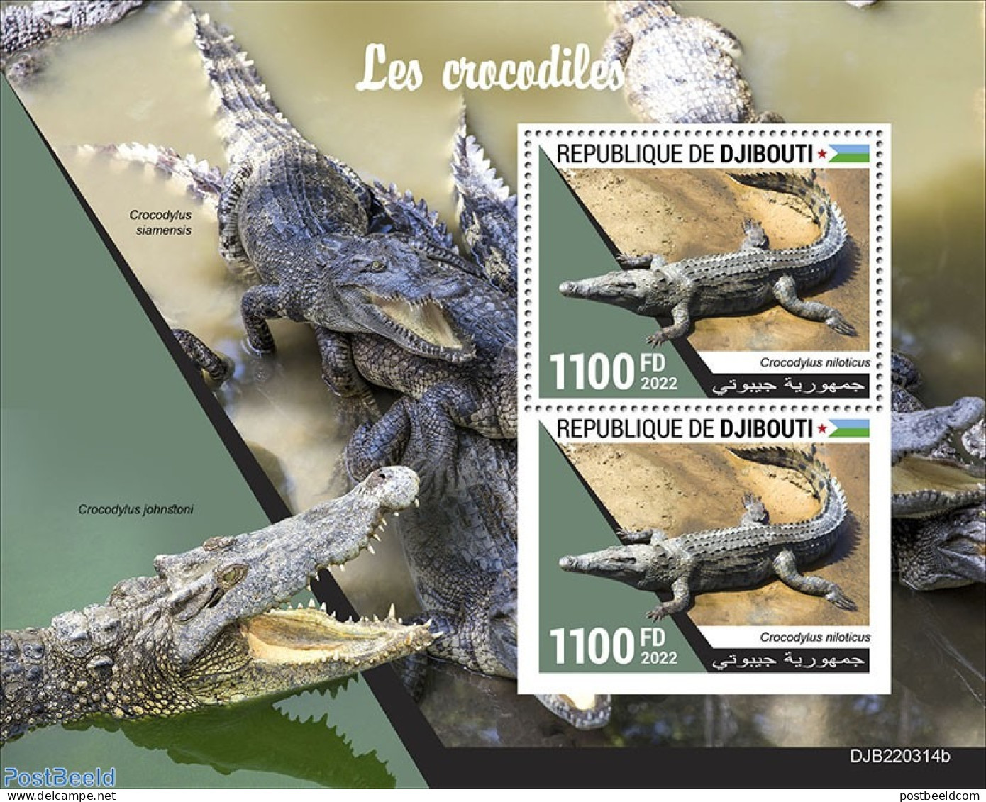 Djibouti 2022 Crocodiles, Mint NH, Nature - Crocodiles - Djibouti (1977-...)