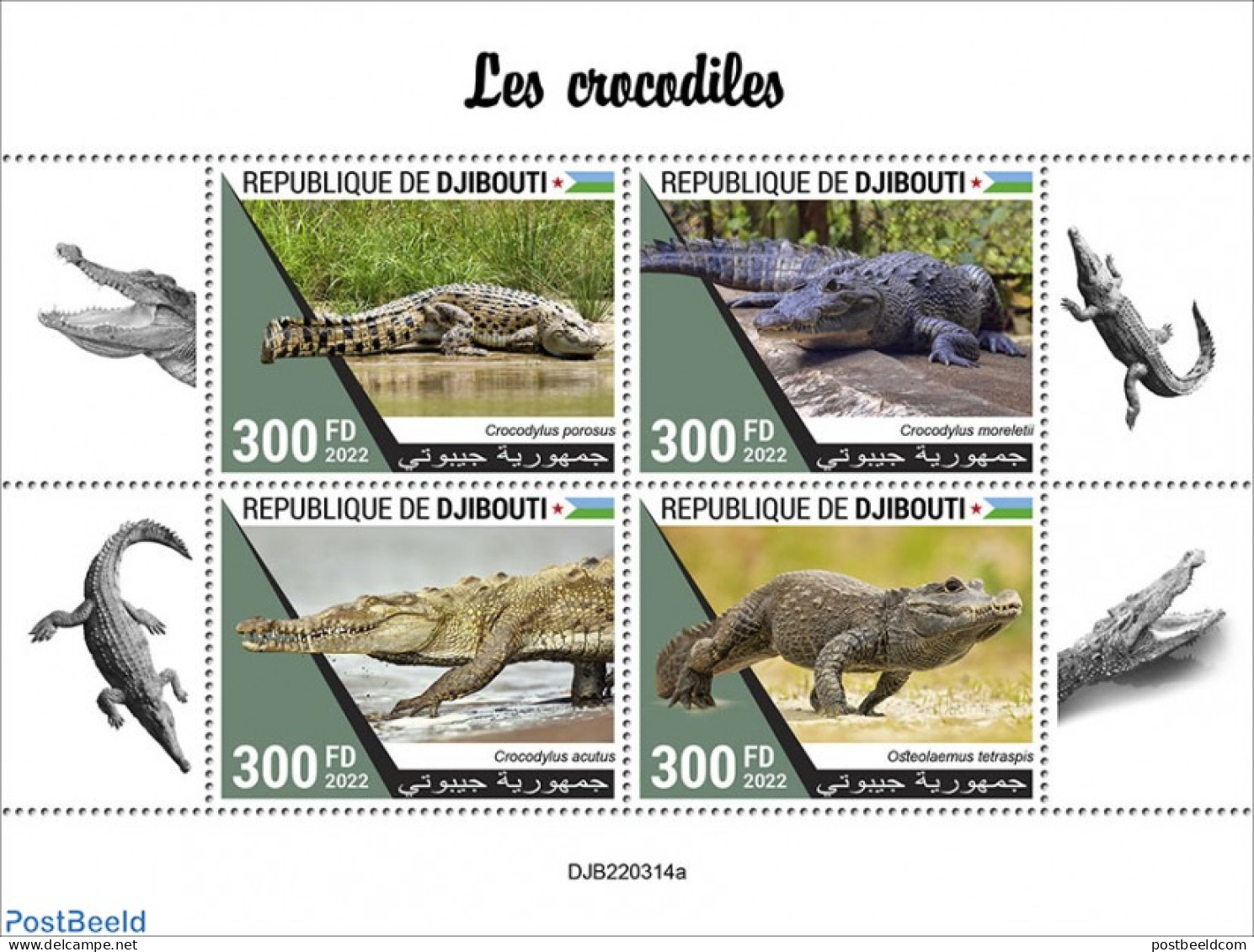 Djibouti 2022 Crocodiles, Mint NH, Nature - Crocodiles - Djibouti (1977-...)