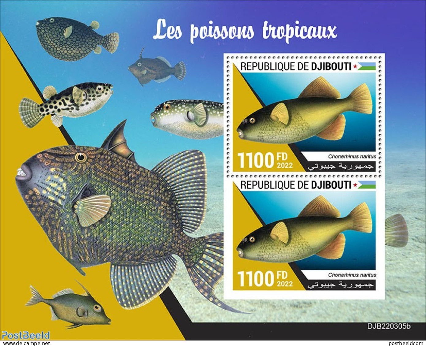 Djibouti 2022 Tropical Fishes, Mint NH, Nature - Fish - Peces