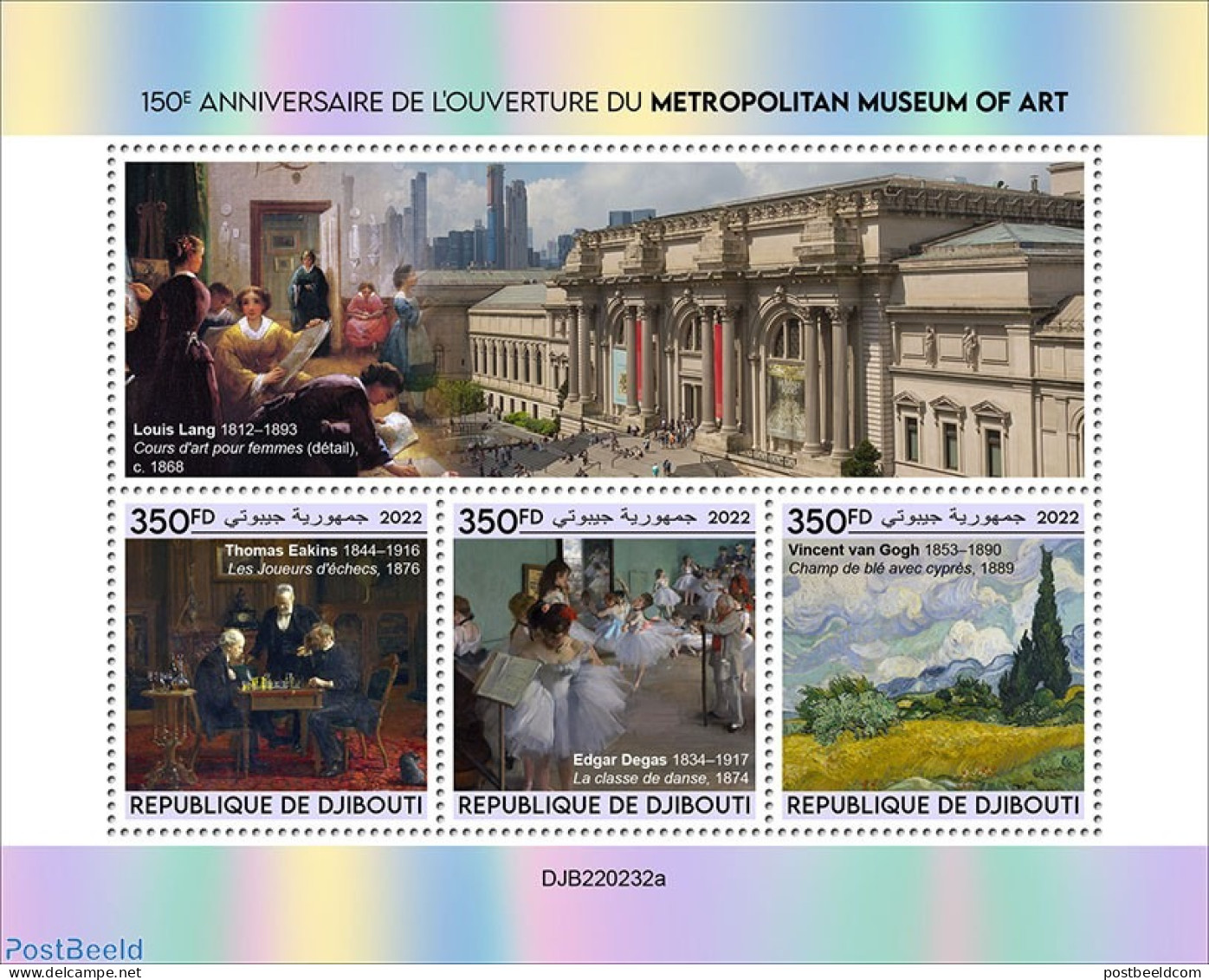Djibouti 2022 150th Anniversary Of The Opening Of Metropolitan Museum Of Art, Mint NH, Art - Museums - Musei