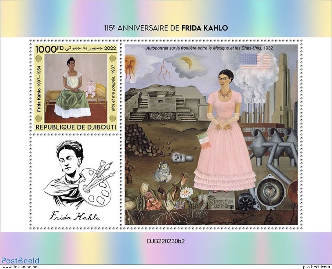 Djibouti 2022 115th Anniversary Of Frida Kahlo, Mint NH, Art - Paintings - Djibouti (1977-...)