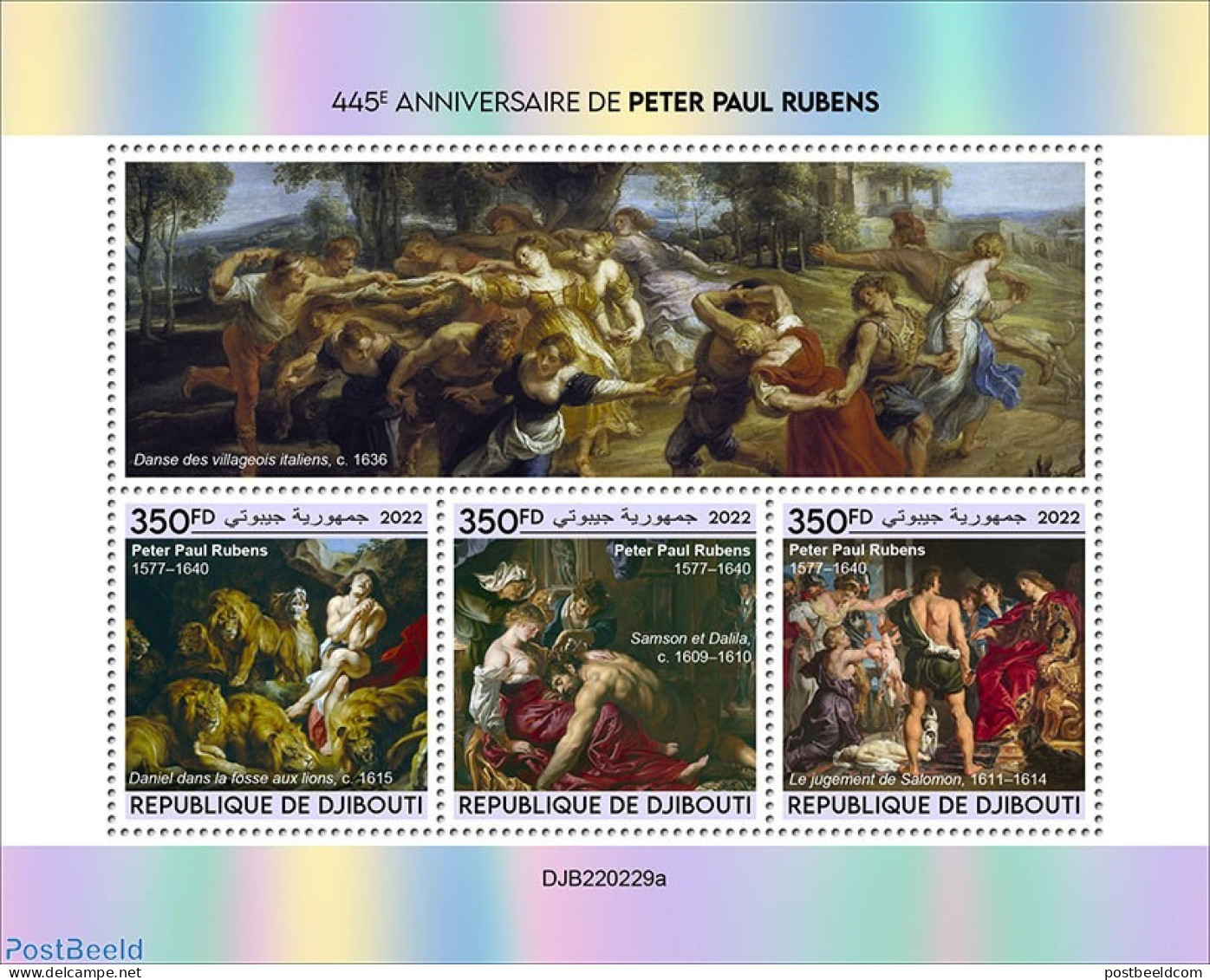 Djibouti 2022 445th Anniversary Of Peter Paul Rubens, Mint NH, Art - Paintings - Rubens - Djibouti (1977-...)