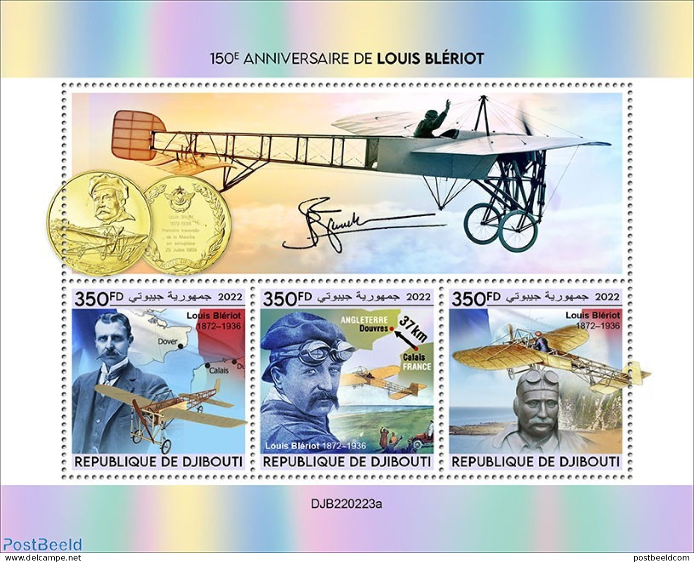 Djibouti 2022 150th Anniversary Of Louis Blériot, Mint NH, Transport - Aircraft & Aviation - Flugzeuge