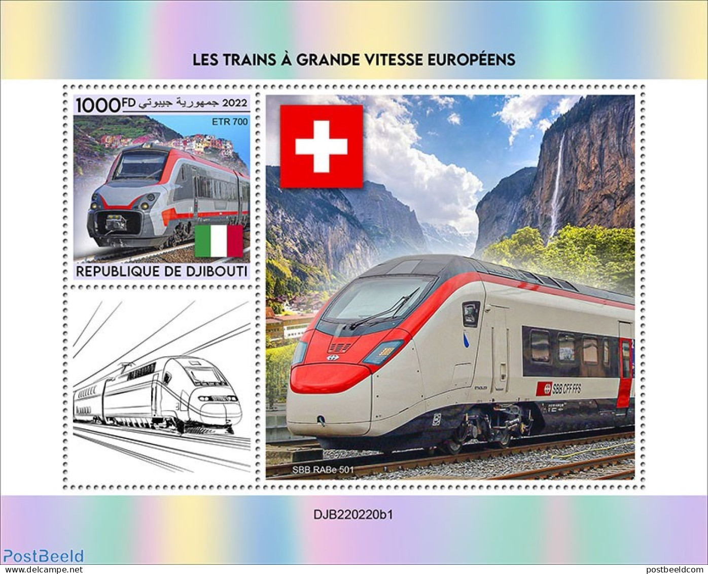 Djibouti 2022 European High-speed Trains (ETR 700), Mint NH, Transport - Railways - Trenes