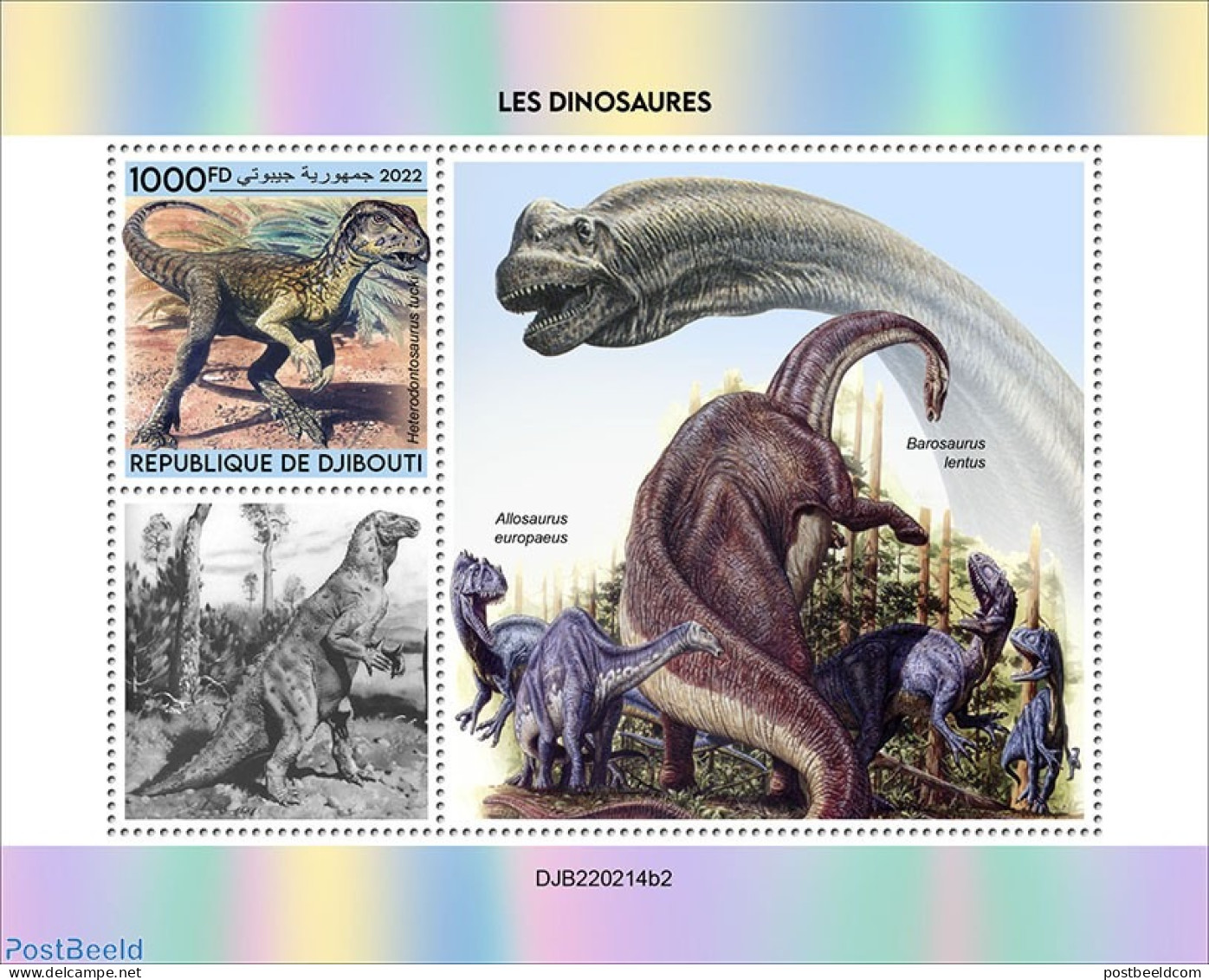 Djibouti 2022 Dinosaurs (Heterodontosaurus Tucki), Mint NH, Nature - Prehistoric Animals - Préhistoriques
