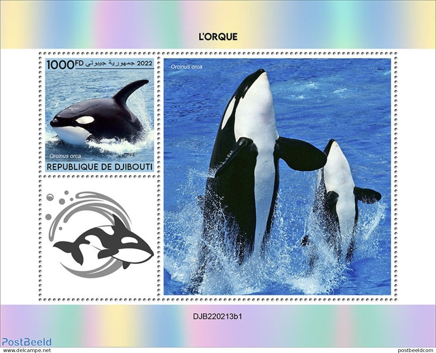 Djibouti 2022 Orca (Orcinus Orca) [s/s 1000FD], Mint NH, Nature - Sea Mammals - Djibouti (1977-...)