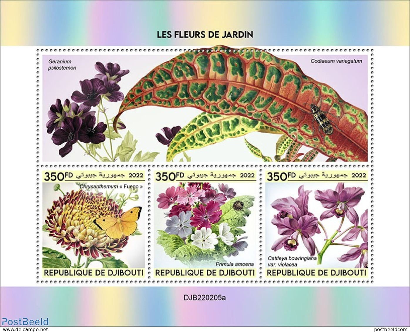 Djibouti 2022 Garden Flowers , Mint NH, Nature - Butterflies - Flowers & Plants - Djibouti (1977-...)