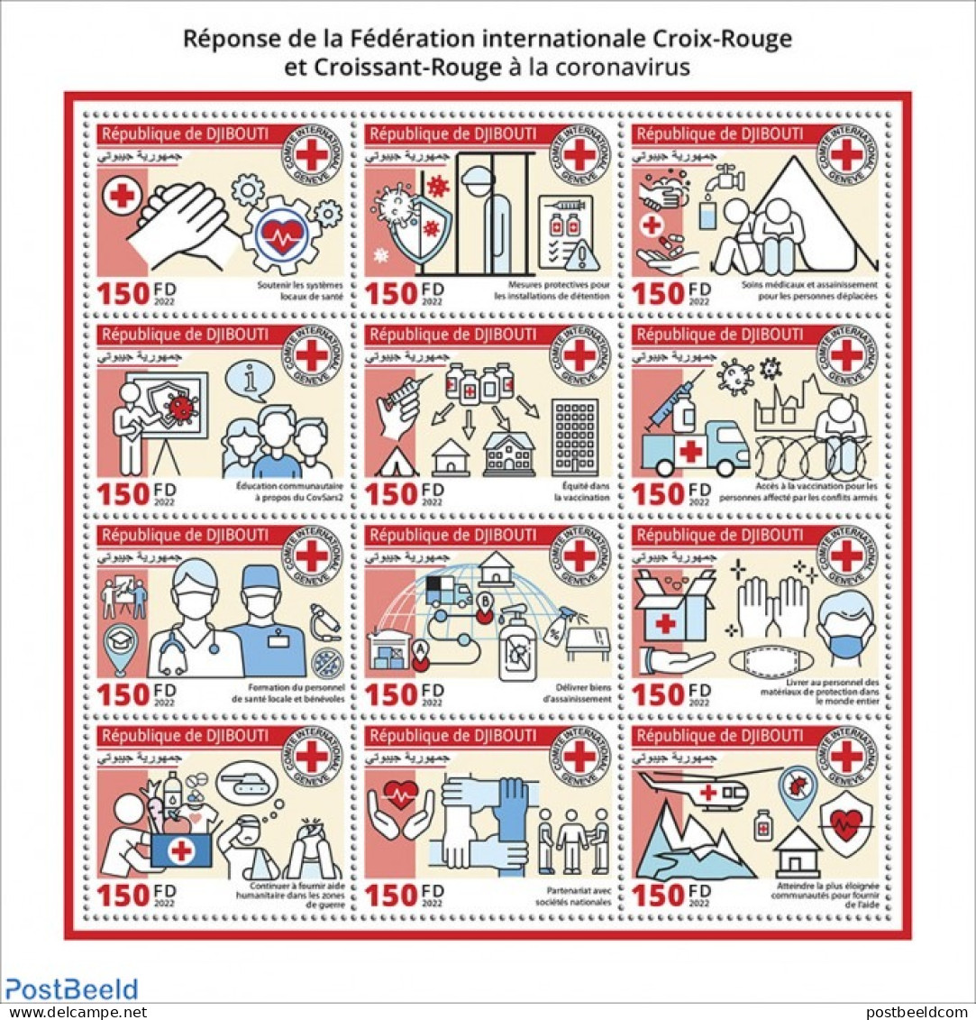 Djibouti 2022 Red Cross Response To The Coronavirus Pandemic, Mint NH, Health - Red Cross - Corona/Covid19 - Corona/Co.. - Croce Rossa