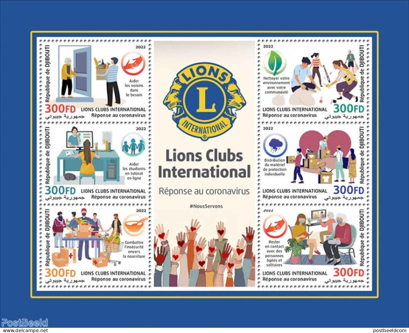 Djibouti 2022  Lions Club Response To The Coronavirus Pandemic, Mint NH, Health - Various - Lions Club - Corona/Covid1.. - Rotary Club