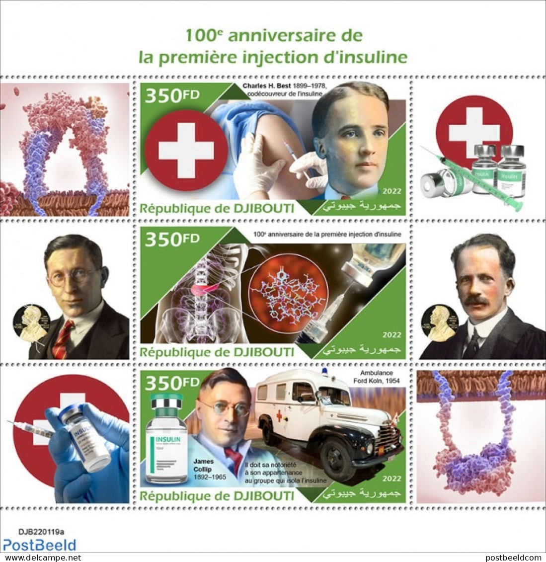 Djibouti 2022 100th Anniversary Of The First Insulin Injection, Mint NH, Health - Health - Red Cross - Rode Kruis