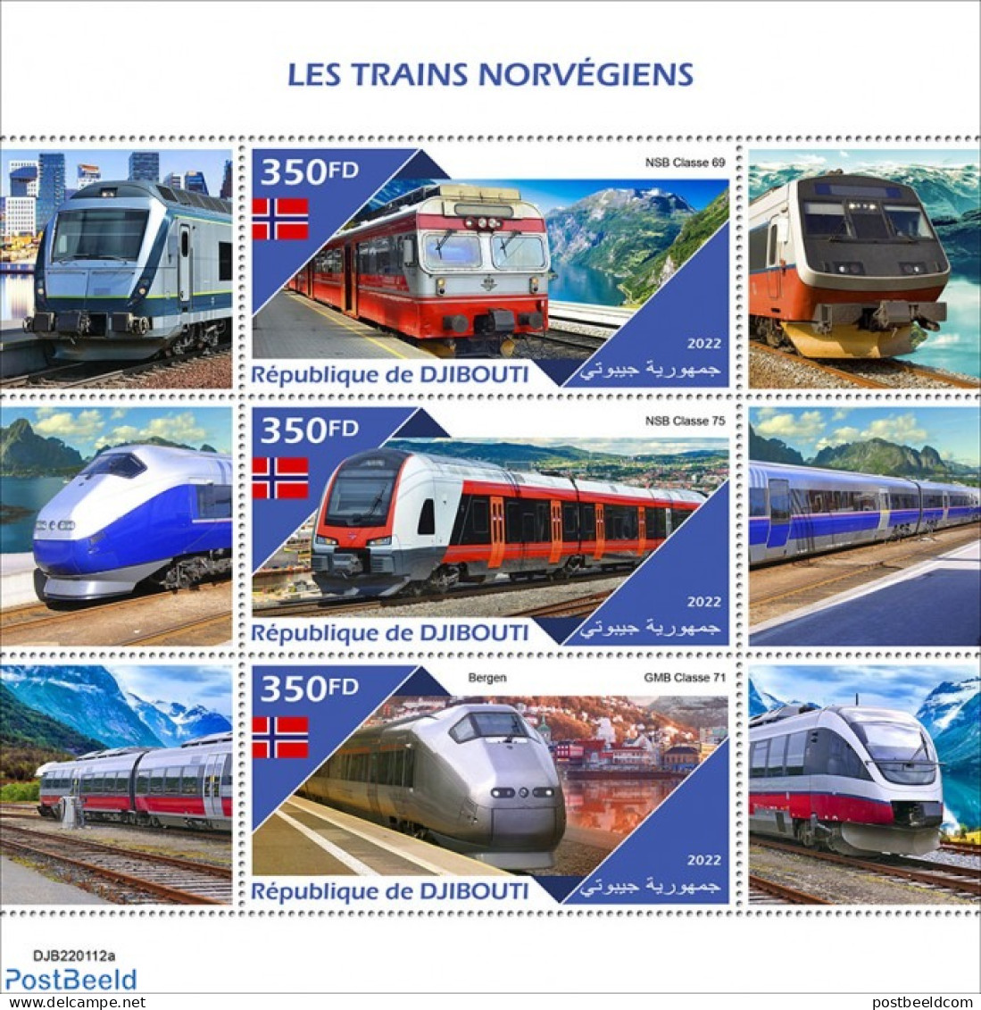 Djibouti 2022 Norwegian Trains, Mint NH, Transport - Railways - Trains