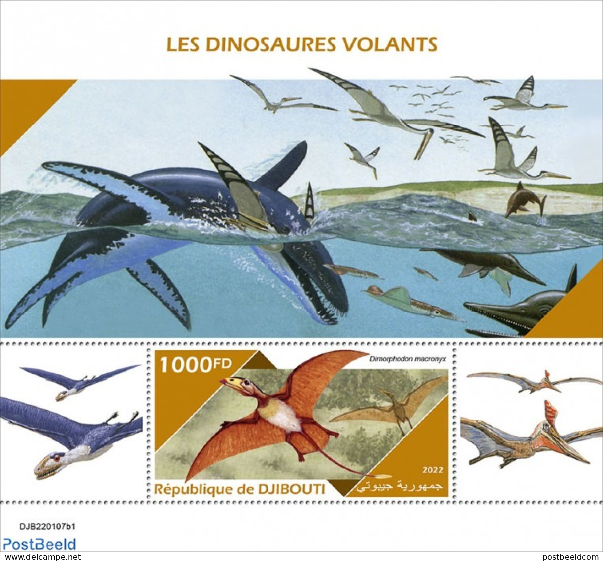 Djibouti 2022 Flying Dinosaurs, Mint NH, Nature - Prehistoric Animals - Préhistoriques