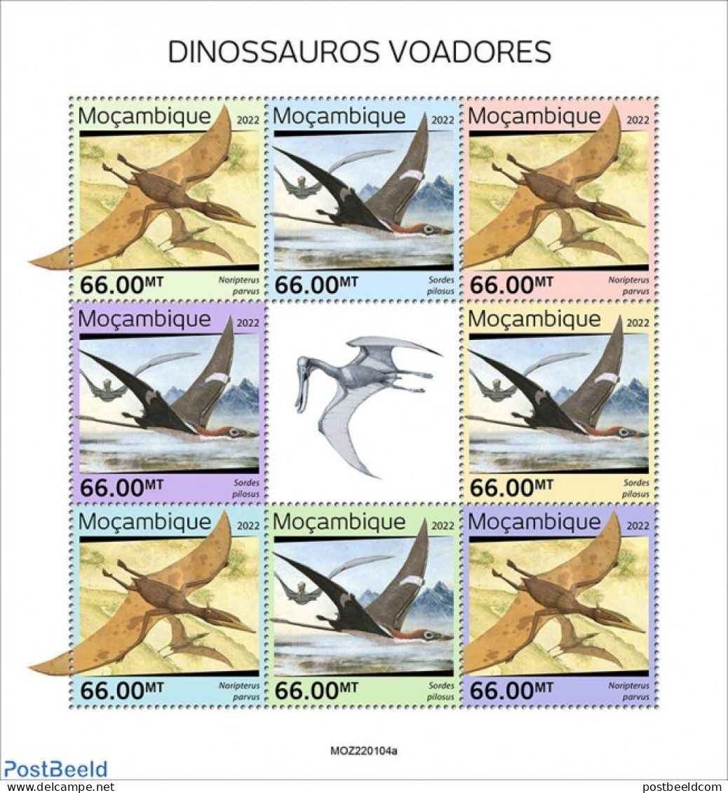 Mozambique 2022 Flying Dinosaurs, Mint NH, Nature - Prehistoric Animals - Préhistoriques
