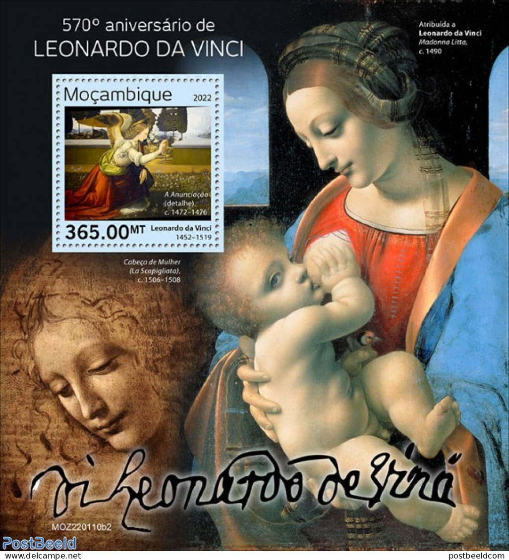 Mozambique 2022 570th Anniversary Of Leonardo Da Vinci, Mint NH, Art - Leonardo Da Vinci - Mosambik