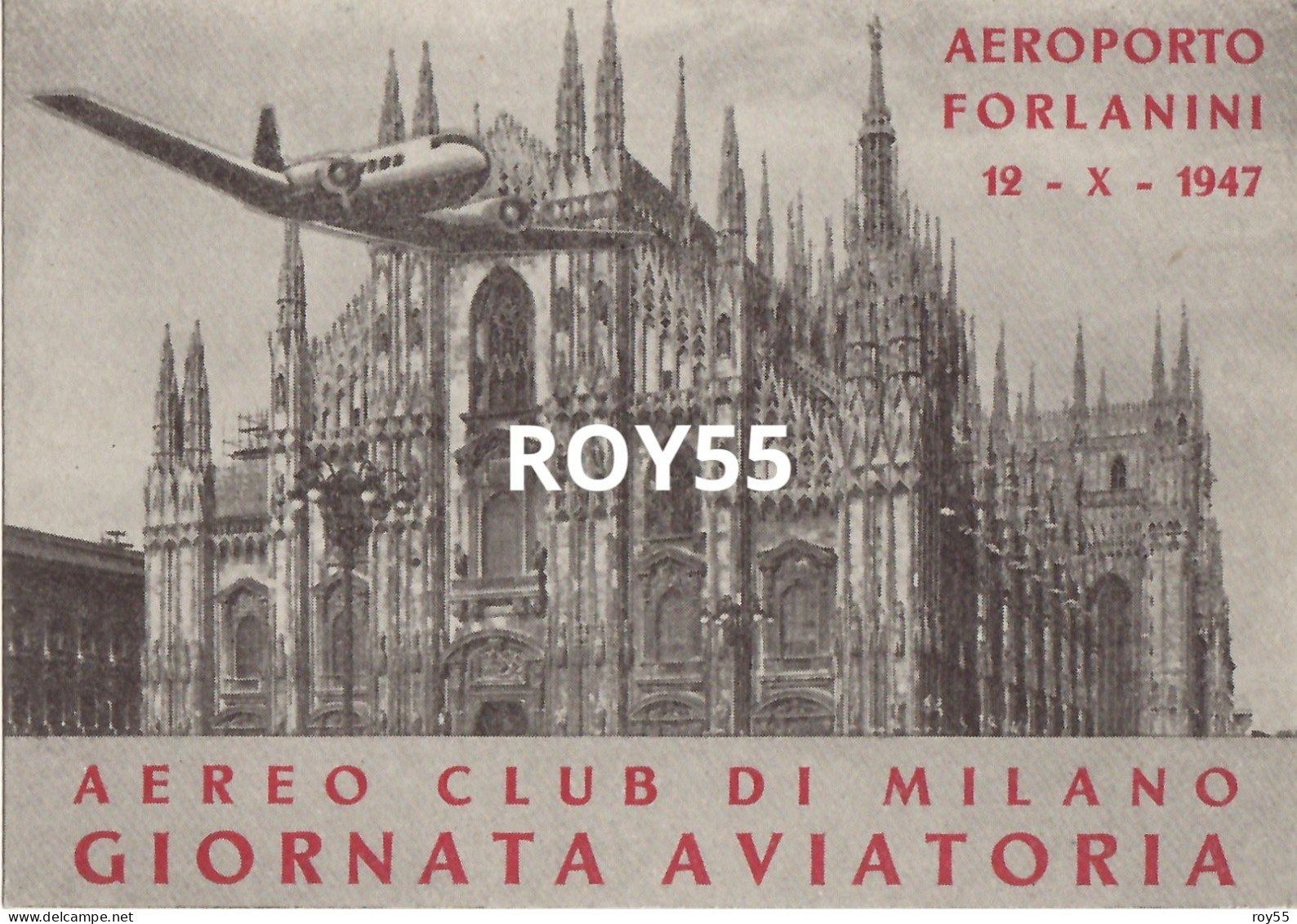 Aerei Aviazione Cartolina Ufficiale Giornata Aviatoria Di Milano Lombardia Aereo In Volo Sul Duomo 1947 (v.retro) - 1946-....: Ere Moderne