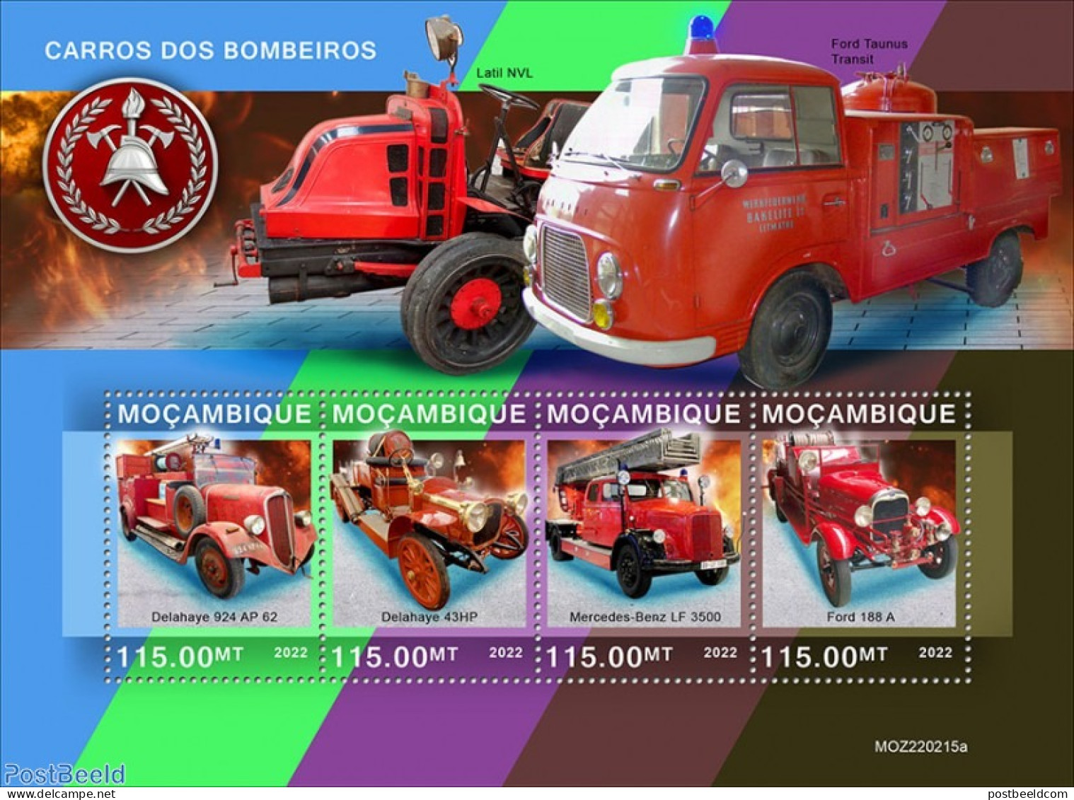 Mozambique 2022 Fire Engines, Mint NH, Transport - Fire Fighters & Prevention - Brandweer