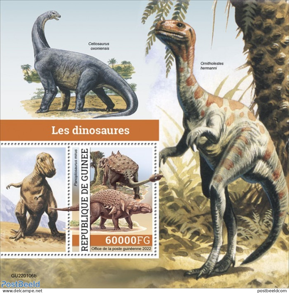 Guinea, Republic 2022 Dinosaurs, Mint NH, Nature - Prehistoric Animals - Prehistory - Préhistoriques