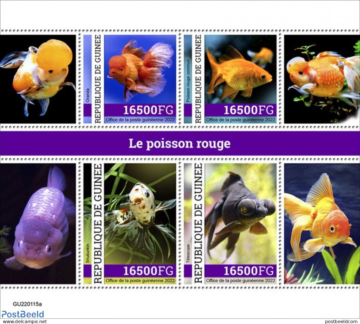 Guinea, Republic 2022 Goldfish, Mint NH, Nature - Fish - Vissen