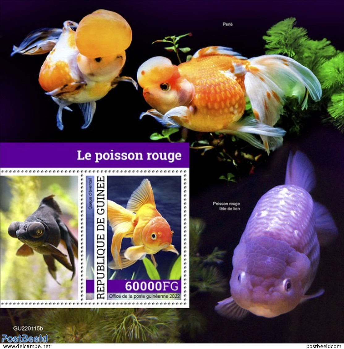 Guinea, Republic 2022 Goldfish, Mint NH, Nature - Fish - Vissen