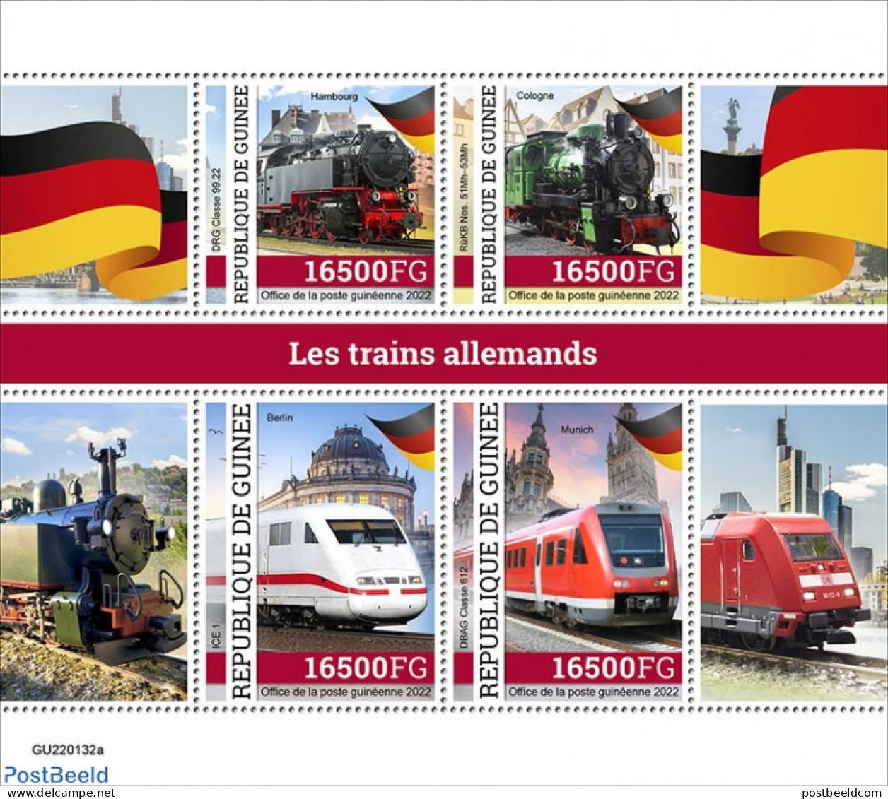 Guinea, Republic 2022 German Trains, Mint NH, Transport - Railways - Trenes