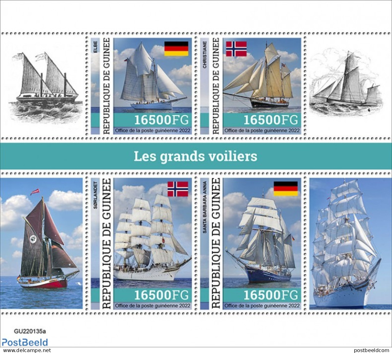 Guinea, Republic 2022 Tall Ships , Mint NH, Transport - Ships And Boats - Bateaux