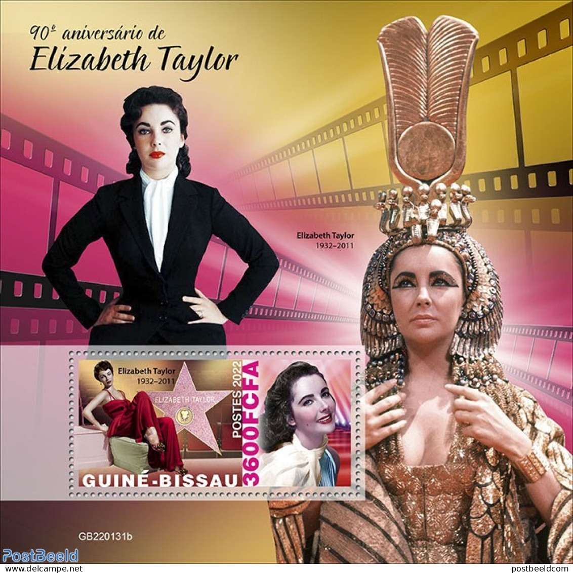 Guinea Bissau 2022 90th Anniversary Of Elizabeth Taylor, Mint NH, Performance Art - Movie Stars - Actores