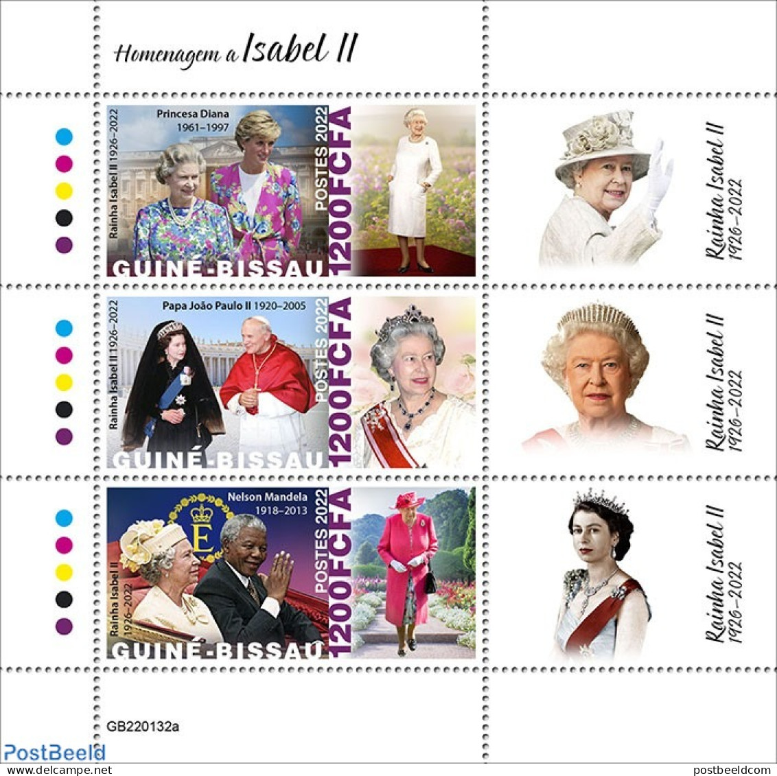 Guinea Bissau 2022 Tribute To Queen Elizabeth II, Mint NH, History - Religion - Kings & Queens (Royalty) - Pope - Nels.. - Familles Royales