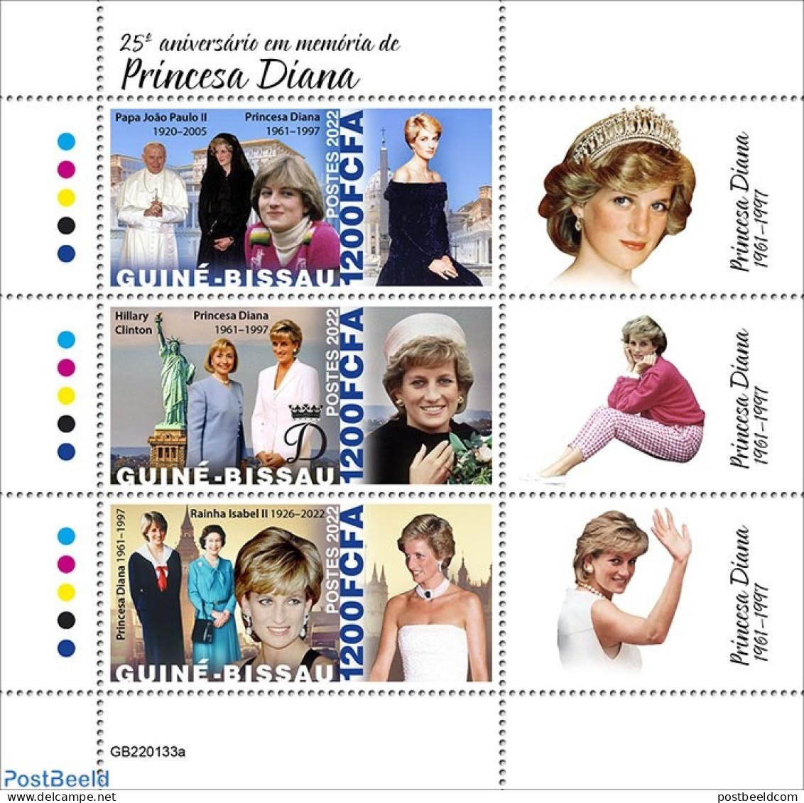 Guinea Bissau 2022 25th Memorial Anniversary Of Princess Diana, Mint NH, History - Religion - Kings & Queens (Royalty).. - Familles Royales