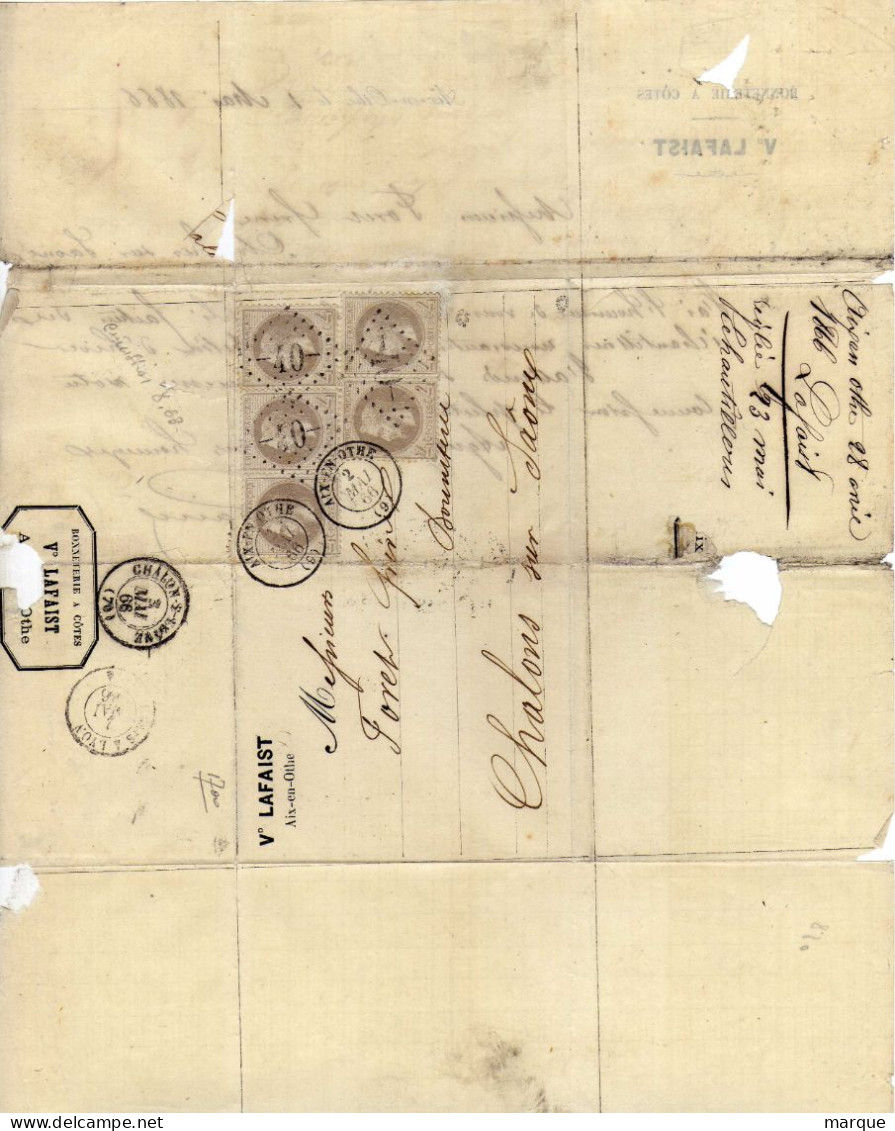 Document Avec 5 Timbres 4c Gris Perle Oblitération 02/05/1866 - 1849-1876: Periodo Clásico