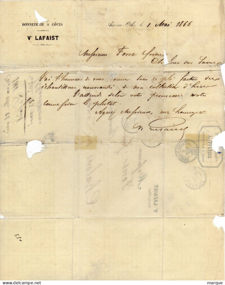 Document Avec 5 Timbres 4c Gris Perle Oblitération 02/05/1866 - 1849-1876: Klassik