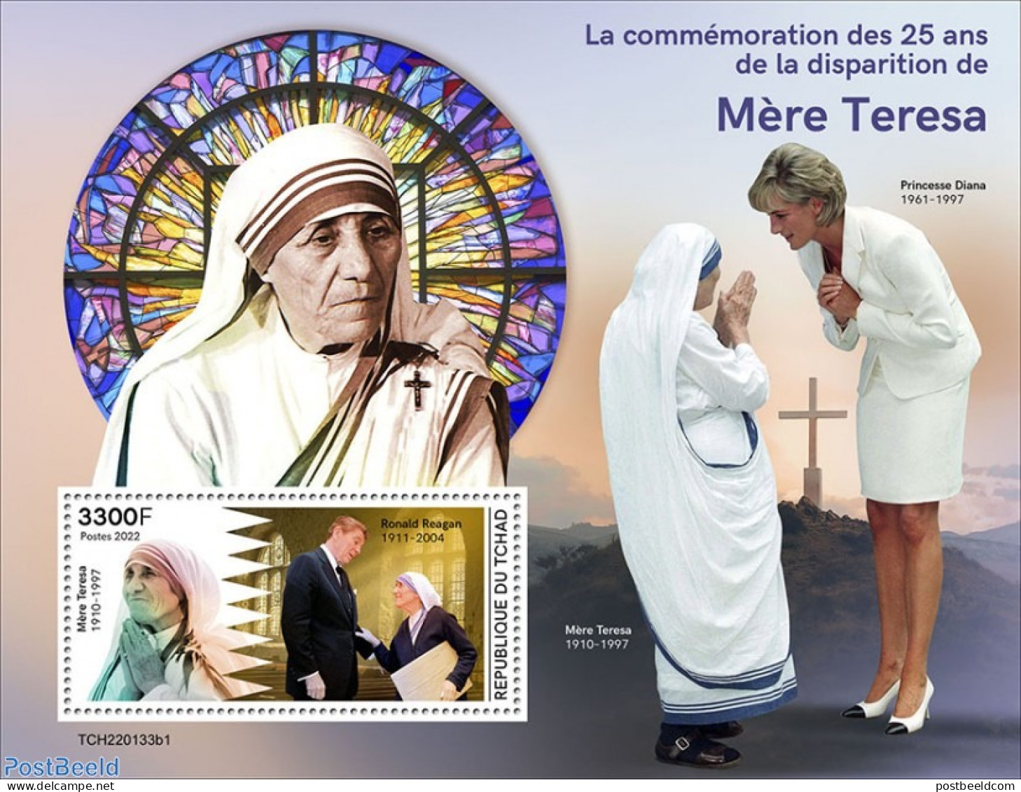 Chad 2022 25th Memorial Anniversary Of Mother Teresa, Mint NH, History - American Presidents - Nobel Prize Winners - Other & Unclassified