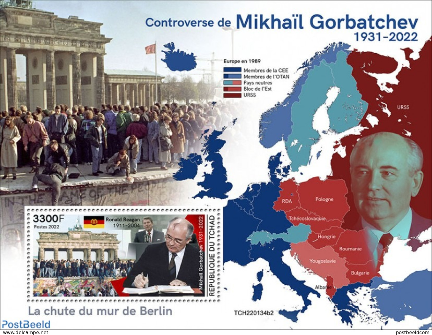 Chad 2022 Contraversy Of Mikhail Gorbachev, Mint NH, History - American Presidents - Politicians - Autres & Non Classés