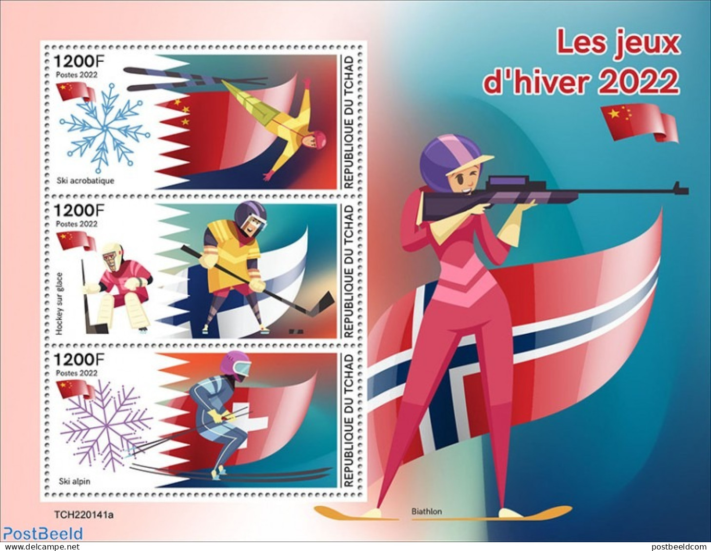 Chad 2022 Olympic Winter Games 2022, Mint NH, Sport - Ice Hockey - Olympic Games - Olympic Winter Games - Skiing - Other & Unclassified