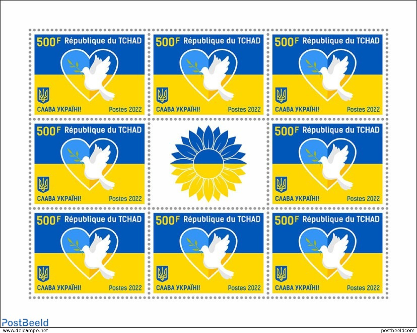 Chad 2022 Peace For Ukraine, Mint NH, History - Peace - Autres & Non Classés