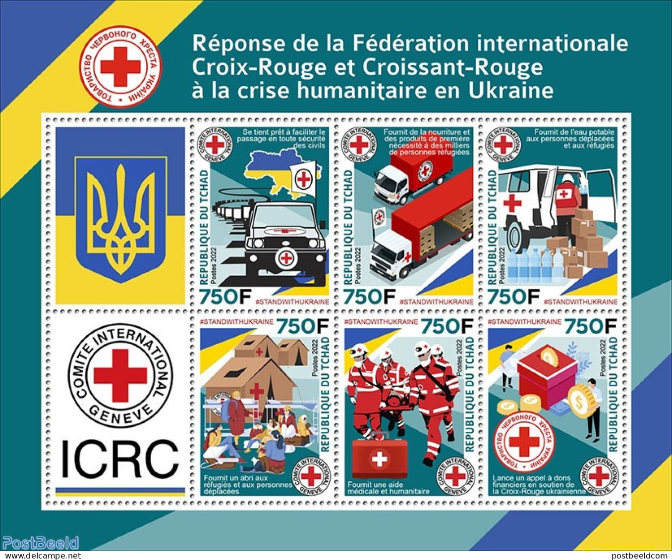 Chad 2022 Red Cross Responds To Ukraine Crisis, Mint NH, Health - Red Cross - Autres & Non Classés