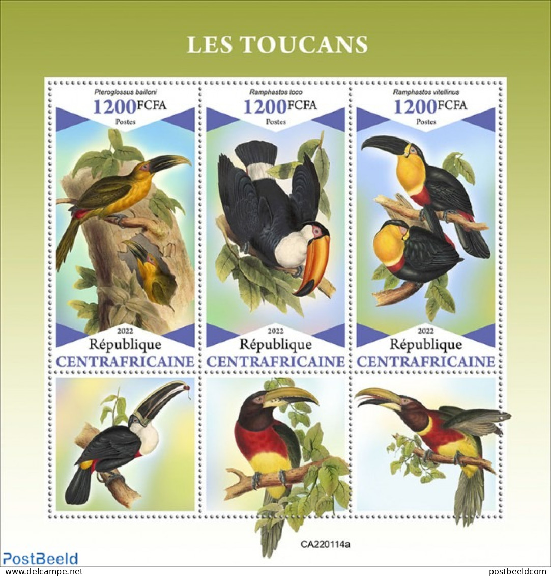 Central Africa 2022 Toucans, Mint NH, Nature - Birds - Toucans - Central African Republic