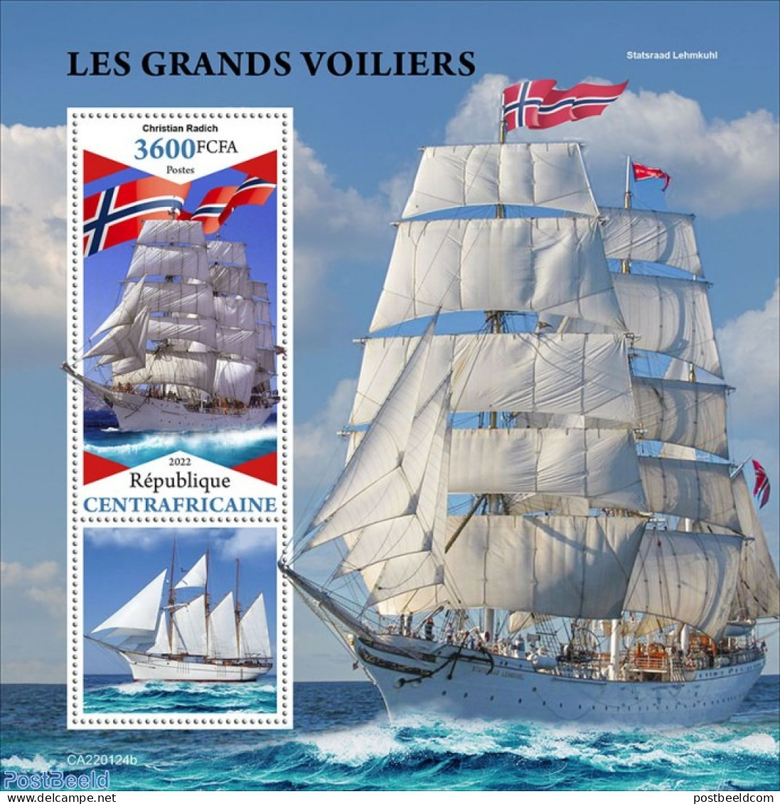 Central Africa 2022 Tall Ships , Mint NH, Transport - Ships And Boats - Bateaux