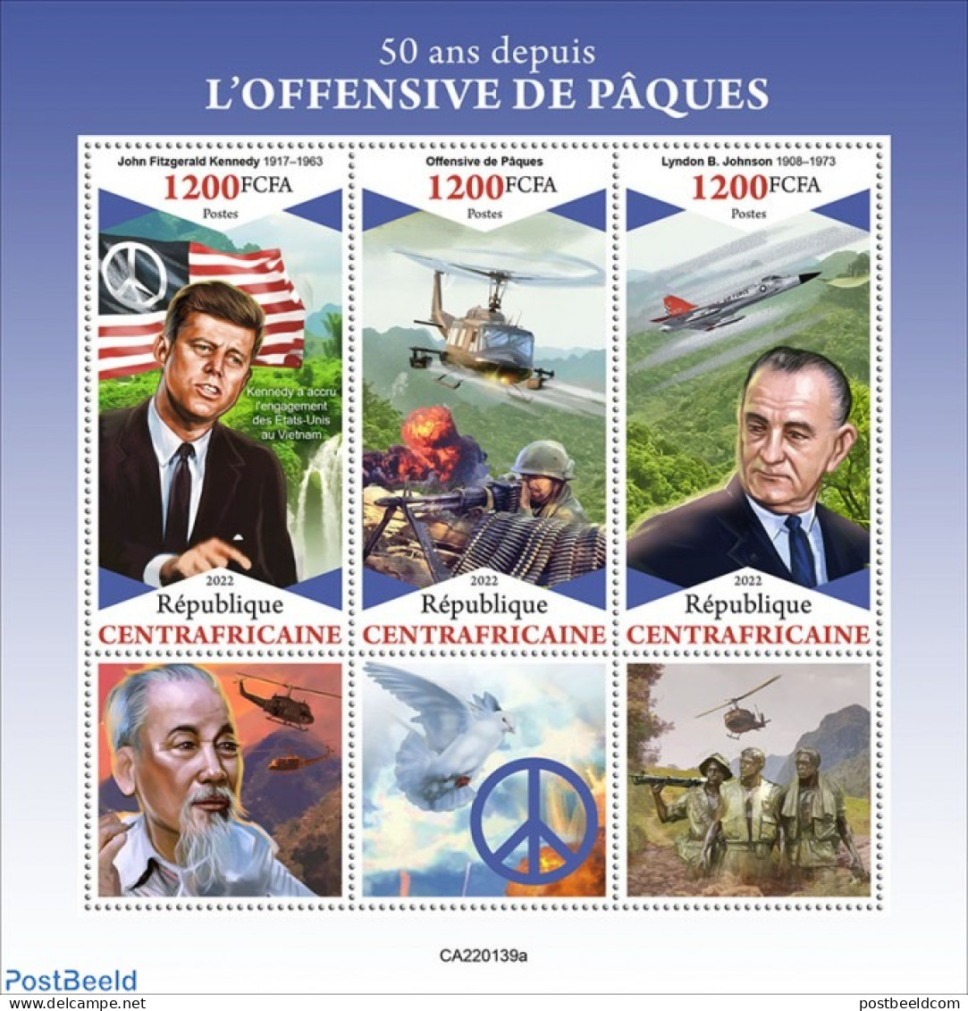 Central Africa 2022 50 Years Since Easter Offensive, Mint NH, History - Transport - American Presidents - Aircraft & A.. - Flugzeuge