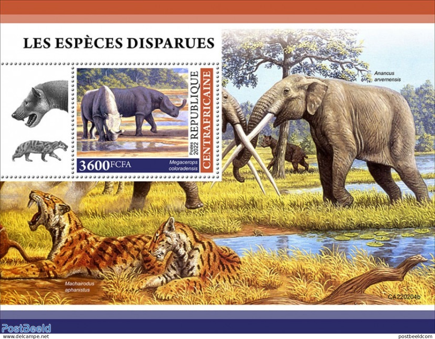 Central Africa 2022 Extinct Animals, Mint NH, Nature - Animals (others & Mixed) - República Centroafricana