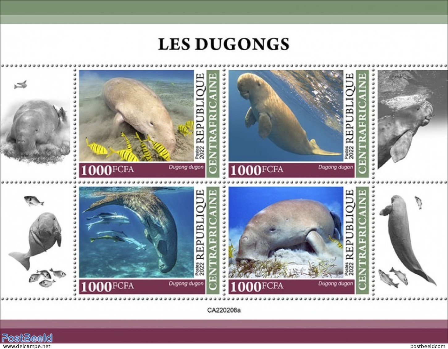 Central Africa 2022 Dugongs, Mint NH, Nature - Sea Mammals - República Centroafricana