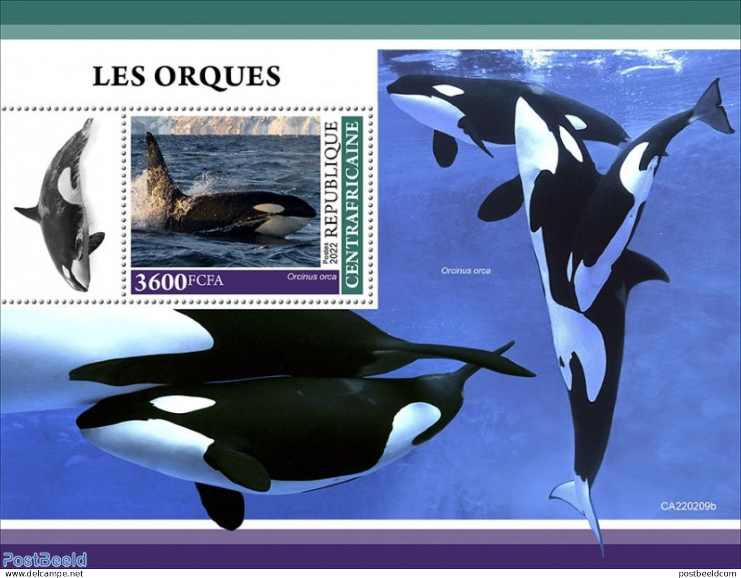 Central Africa 2022 Orcas, Mint NH, Nature - Sea Mammals - República Centroafricana