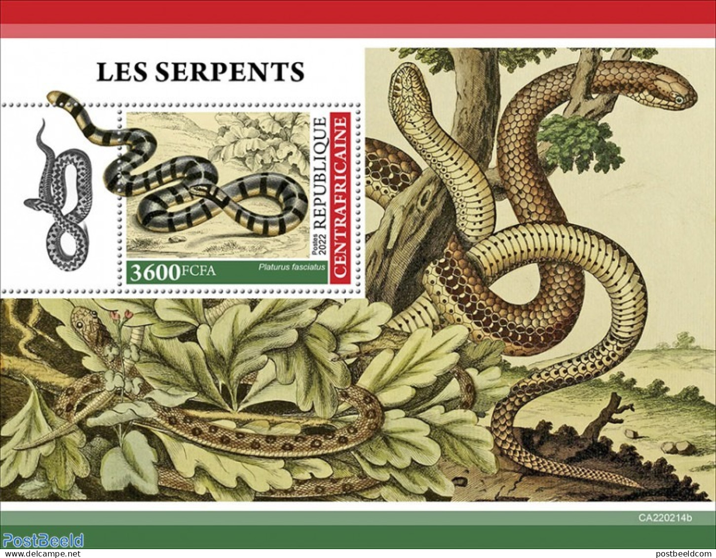 Central Africa 2022 Snakes, Mint NH, Nature - Snakes - República Centroafricana