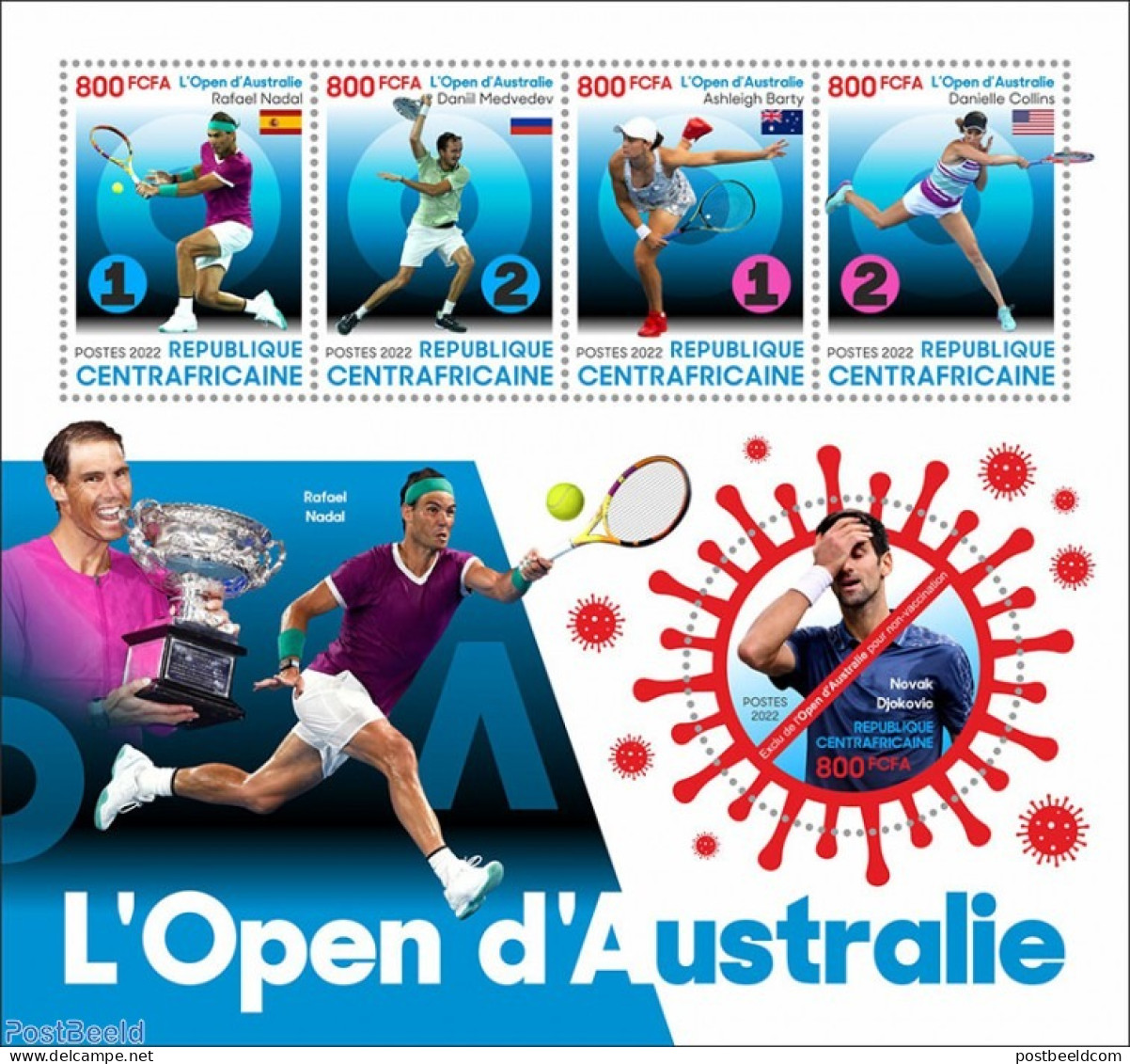 Central Africa 2022 Australian Open 2022, Mint NH, Sport - Tennis - Tenis