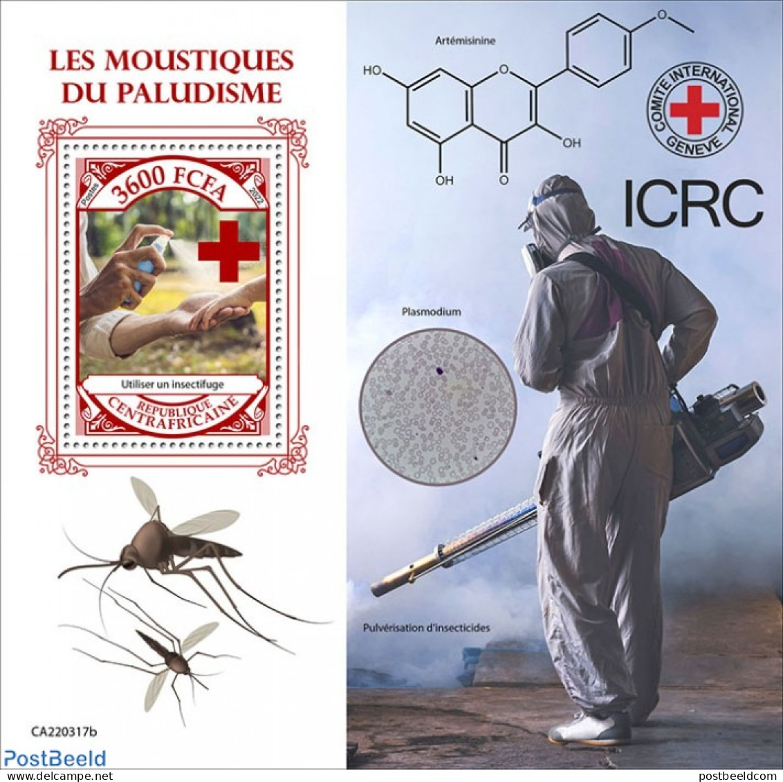 Central Africa 2022 Malaria Mosquitoes, Mint NH, Health - Nature - Insects - Central African Republic