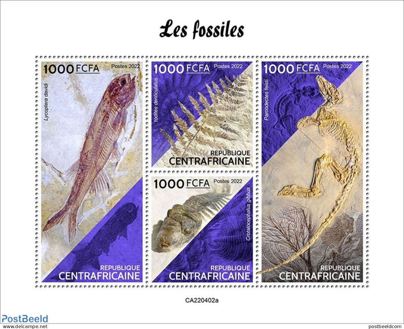 Central Africa 2022 Fossils, Mint NH, Nature - Prehistoric Animals - Prehistory - Préhistoriques