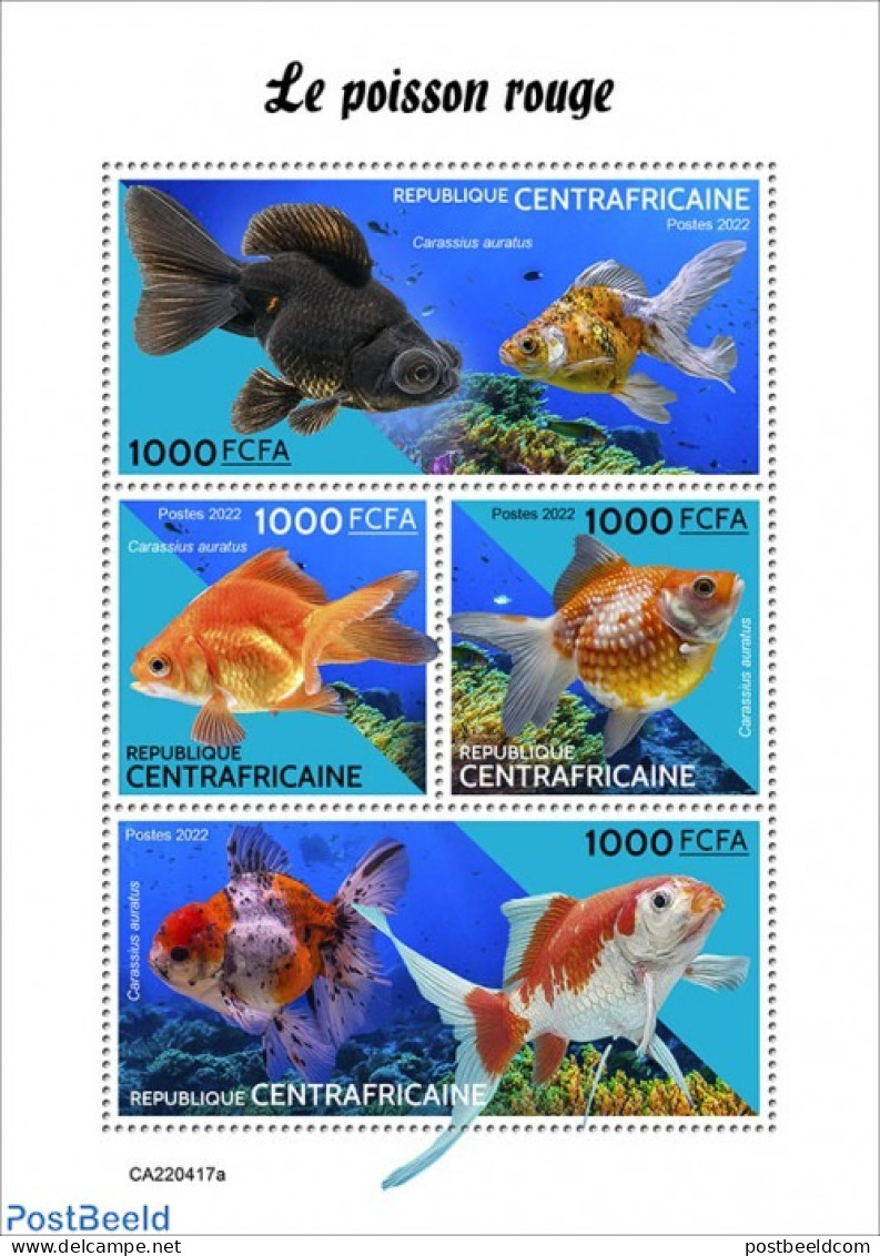 Central Africa 2022 Goldfish, Mint NH, Nature - Fish - Peces