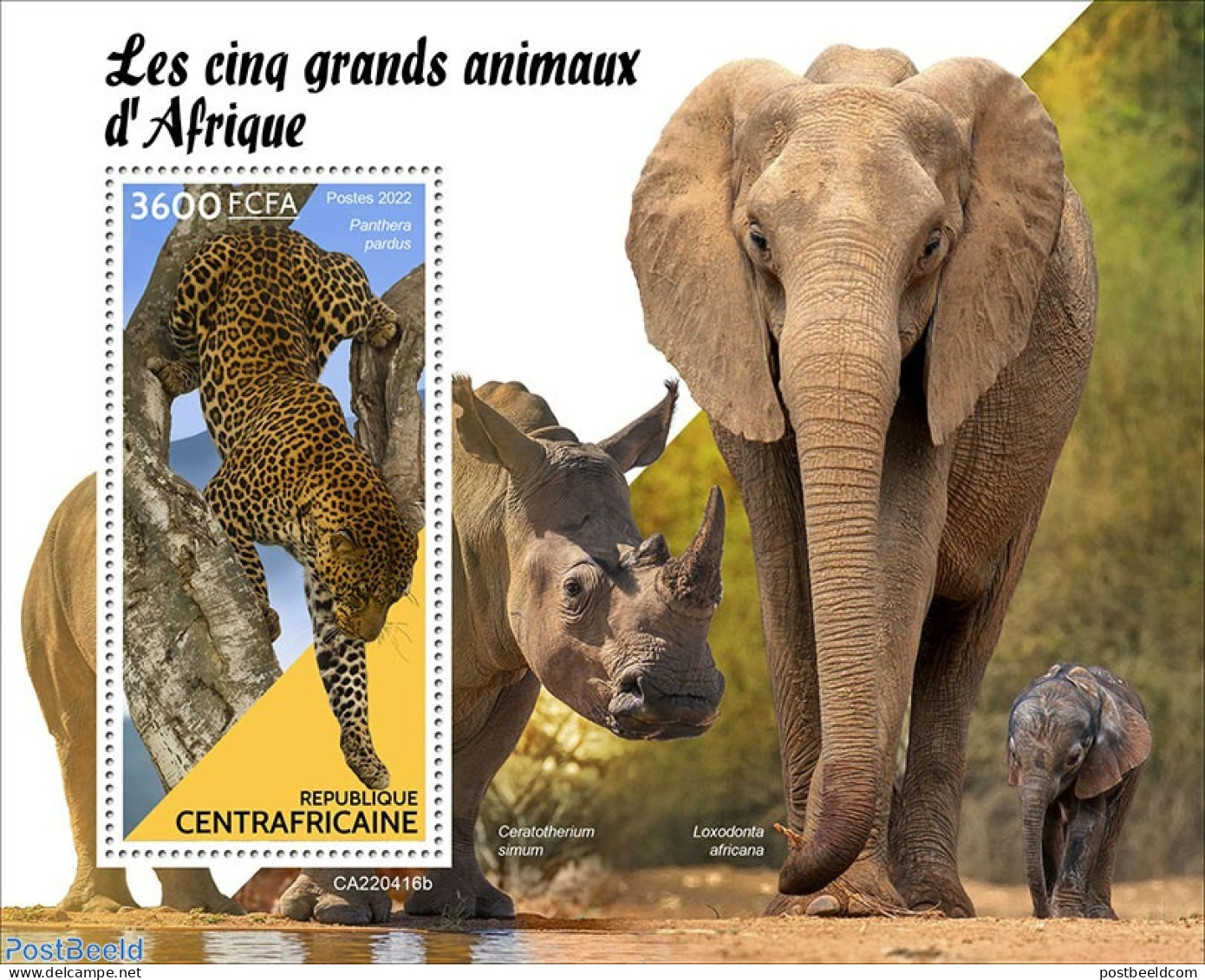 Central Africa 2022 The Big Five Of Africa, Mint NH, Nature - Cat Family - Zentralafrik. Republik