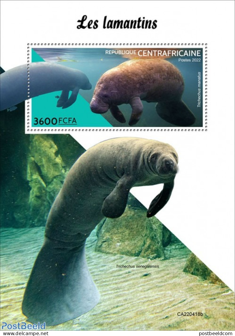 Central Africa 2022 Manatees, Mint NH, Nature - Sea Mammals - Centraal-Afrikaanse Republiek