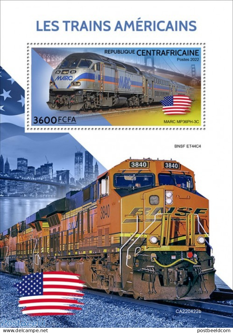 Central Africa 2022 American Trains, Mint NH, Transport - Railways - Trains